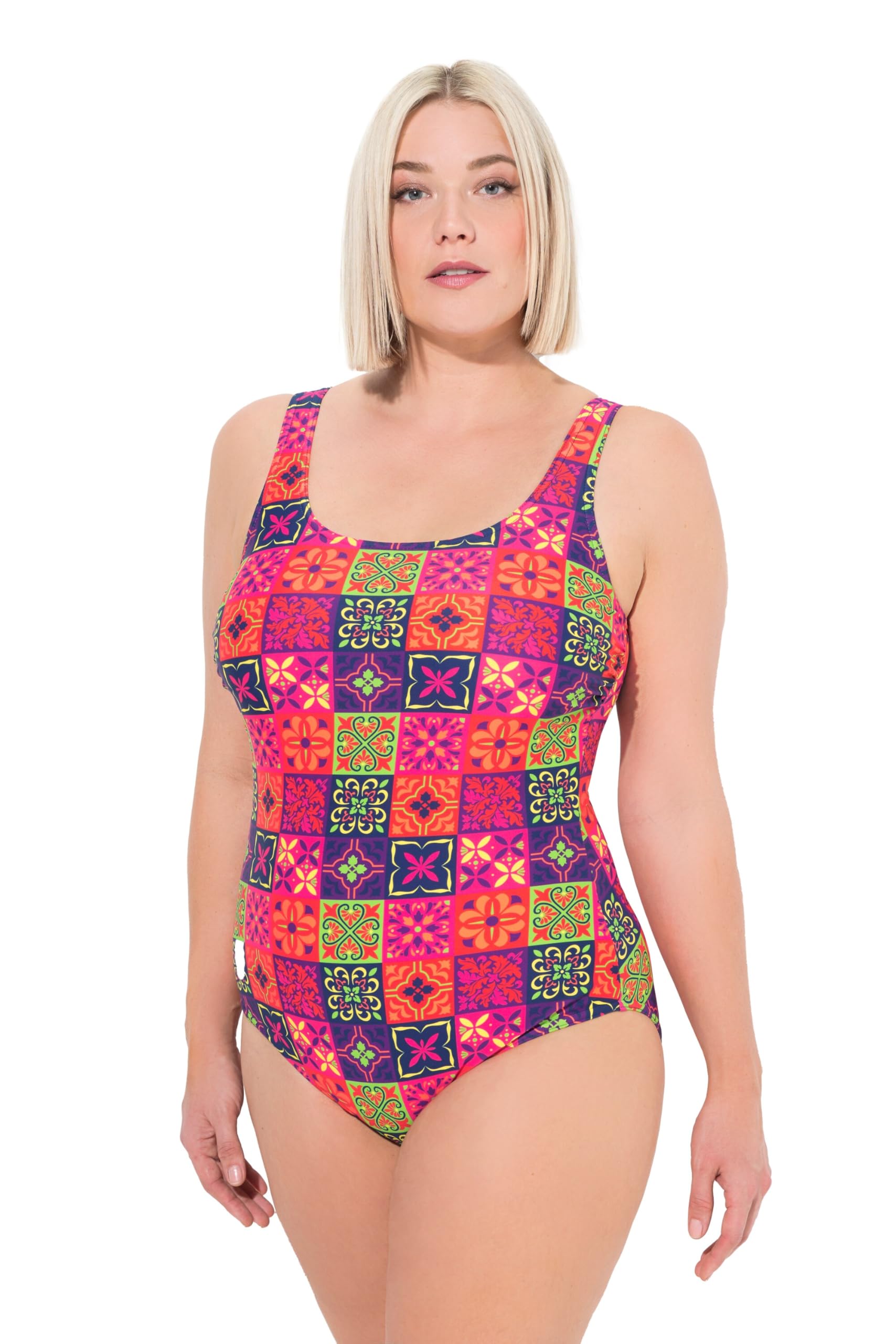 Ulla Popken Women's Dark Purple Plus Size Plus Size Swimsuit Alice Softline Dg Tiles, 58-60