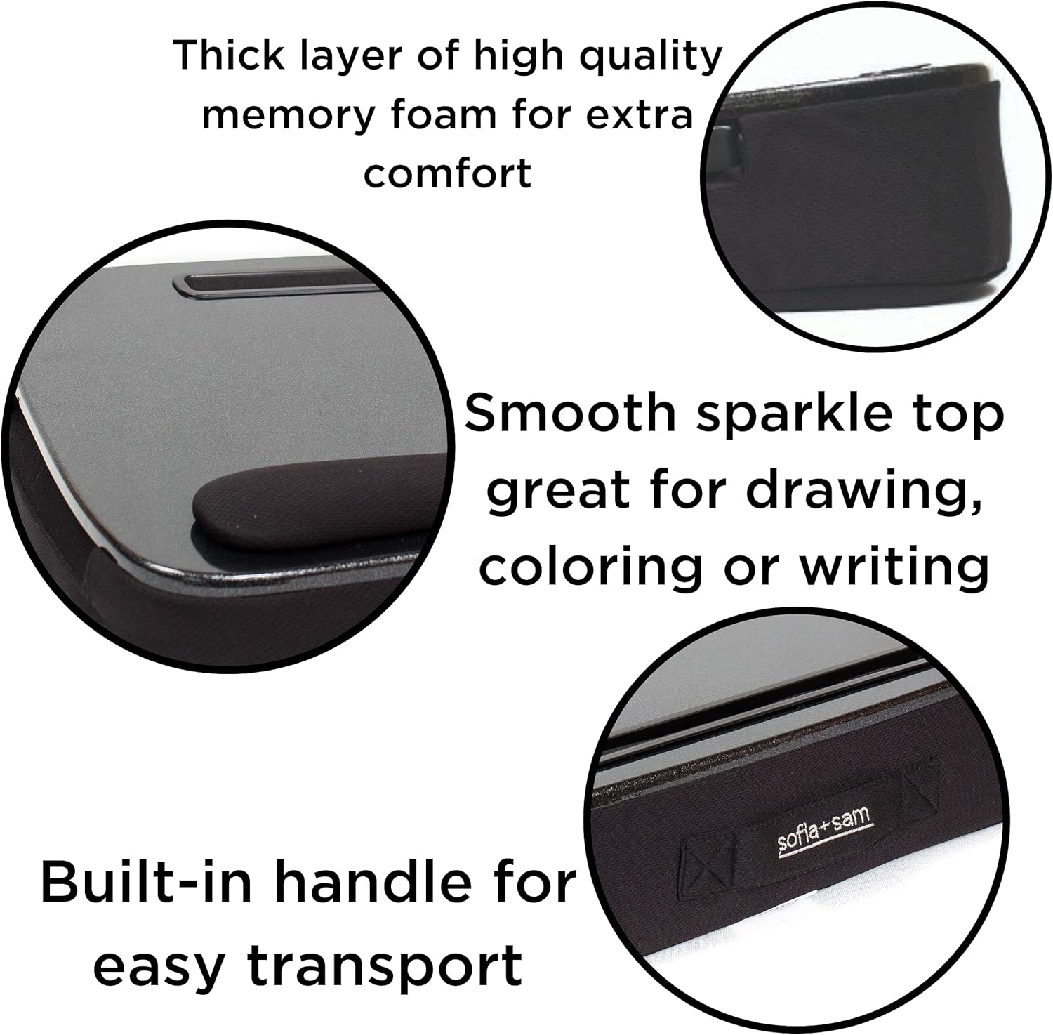 Deluxe Lap Desk for Laptop and Writing - Black - Laptop Stand Accessories - Home Office Tray - Work from Home - Car Sofa Chair Couch Portable Desk - Pillow - Reading Light - Tablet Slot (Deluxe) : Office Products