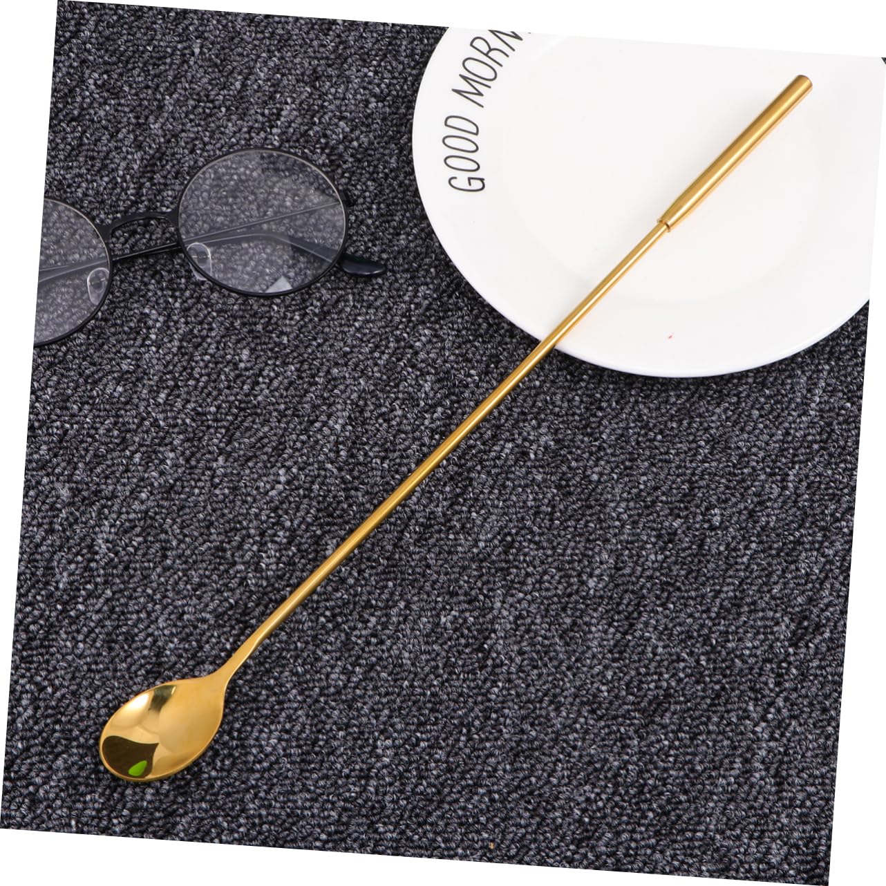 PRETYZOOM High-polish Stainless Steel Spoon Gold-plated for Iced Tea Milk Tea Mixing