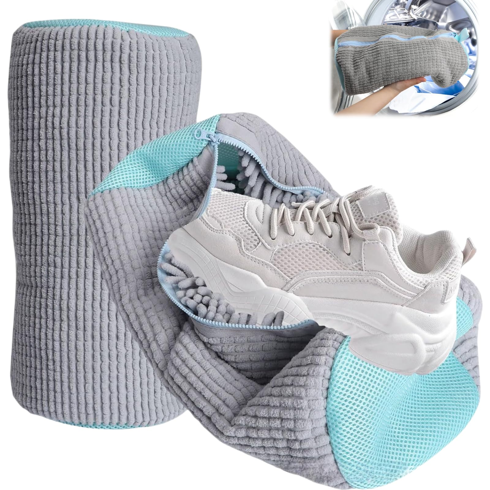 Borsa per lavatrice per scarpe, confezione da 2 sacchetti per scarpe per lavatrice e asciugatrice, cerniera resistente con design a gancio, borsa riutilizzabile per scarpe da ginnastica, borsa per la