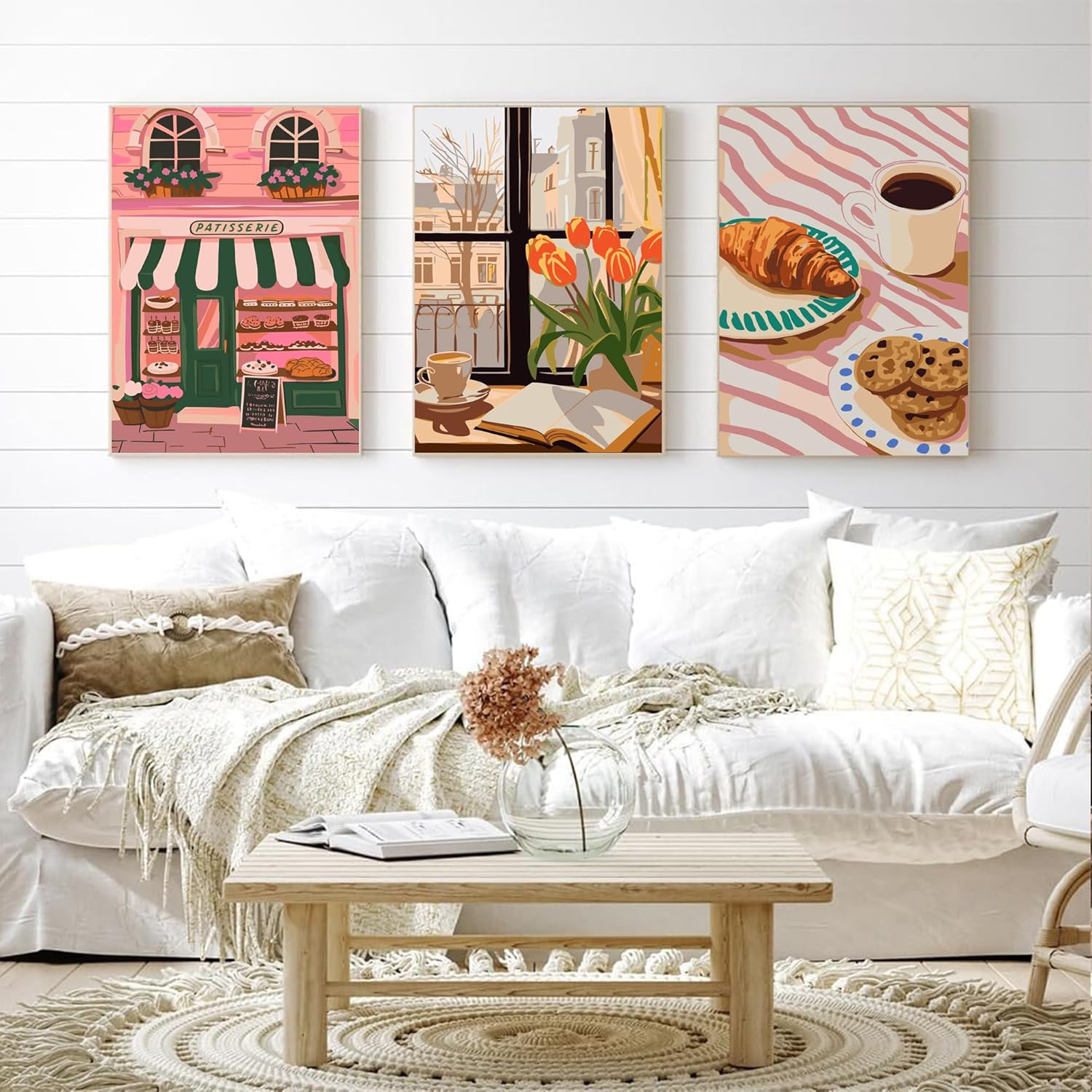 CasaWeave 6 Packs Paint by Numbers Kit for Adults,Coffee DIY Acrylic Oil Painting Paint by Numbers Kits on Canvas,Bread Adults Paint by Numbers Kits Drawing Paintwork for Home Decor 9.8x13.8inch