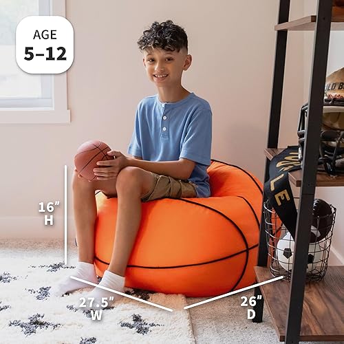Miniatura 3 de Big Joe Sports Ball Child-Sized Bean Bag Chair for Kids, Basketball Plush, Ultra-Soft Lightweight Polyester Blend, 2.5 Foot Refillable