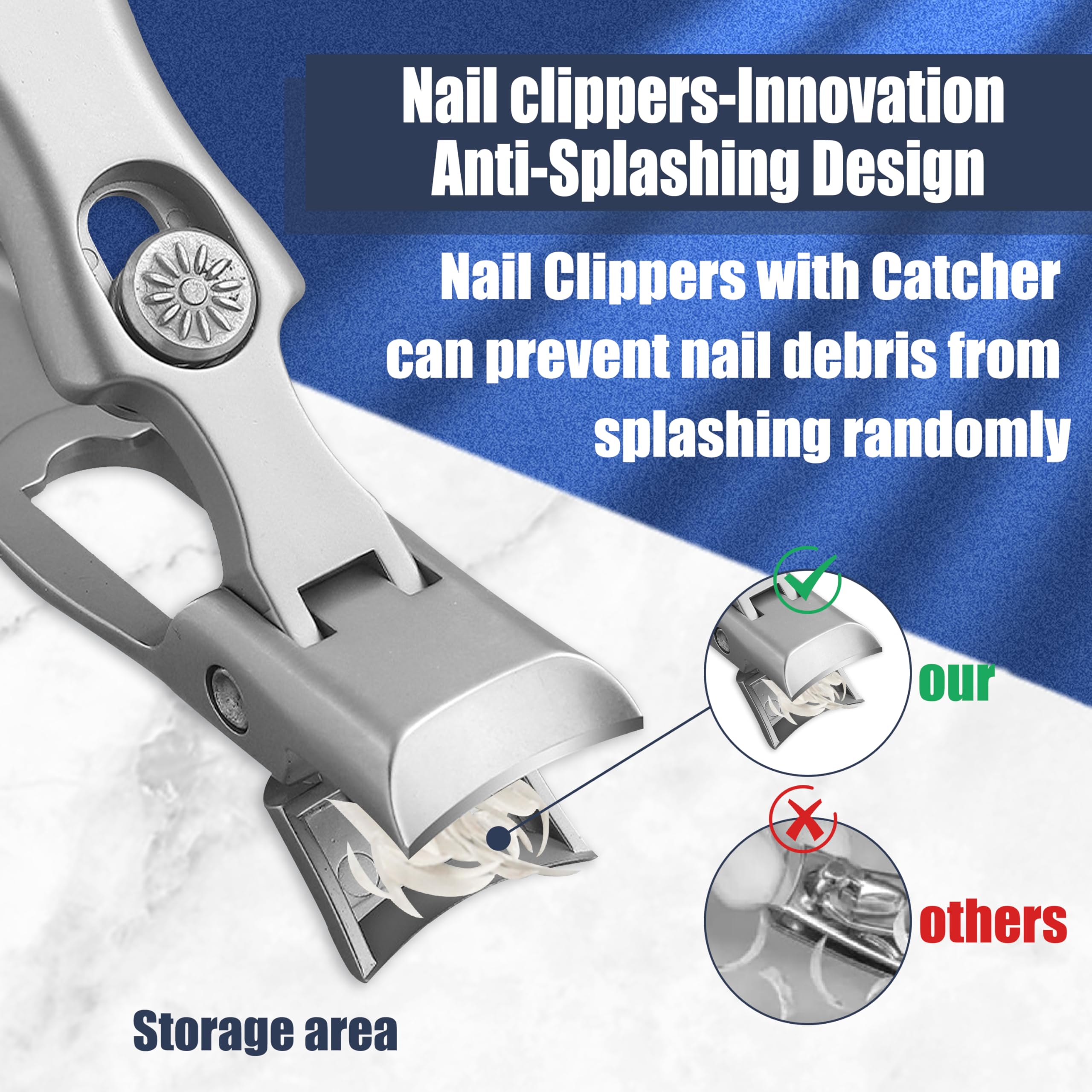 Deutscher Nagelknipser für Herren - 2024 Neuer ultra-scharfer Edelstahl-Nagelknipser für dicke Nägel, professioneller Anti-Spritzer-Zehennagelknipser für Senioren mit