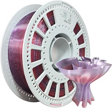 Glitter PLA Filament,Twinkling 3D Printer Filament1.75mm,Shiny Sparkle Material with Glitter,Dimensional Accuracy +/- 0.03mm,1kg Spool,for FDM 3D Printers Shiny Glitter Red and Blue