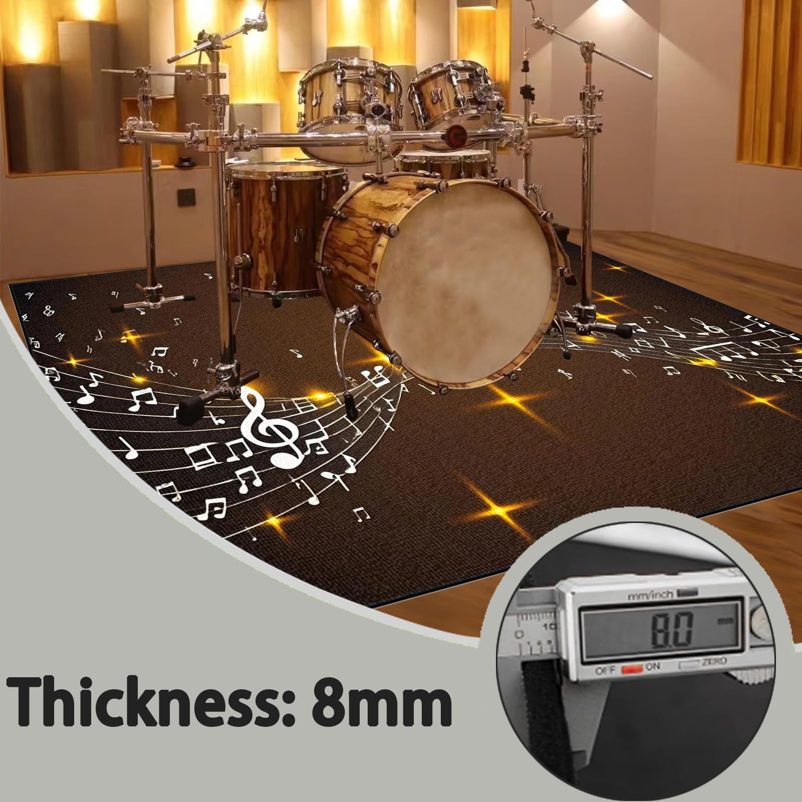 180 x 140 cm, dywan perkusyjny, dywan do perkusji, izolacja akustyczna, profesjonalny elektroniczny zestaw do perkusji jazzowej, perkusji basowej, werbla i innych instrumentów