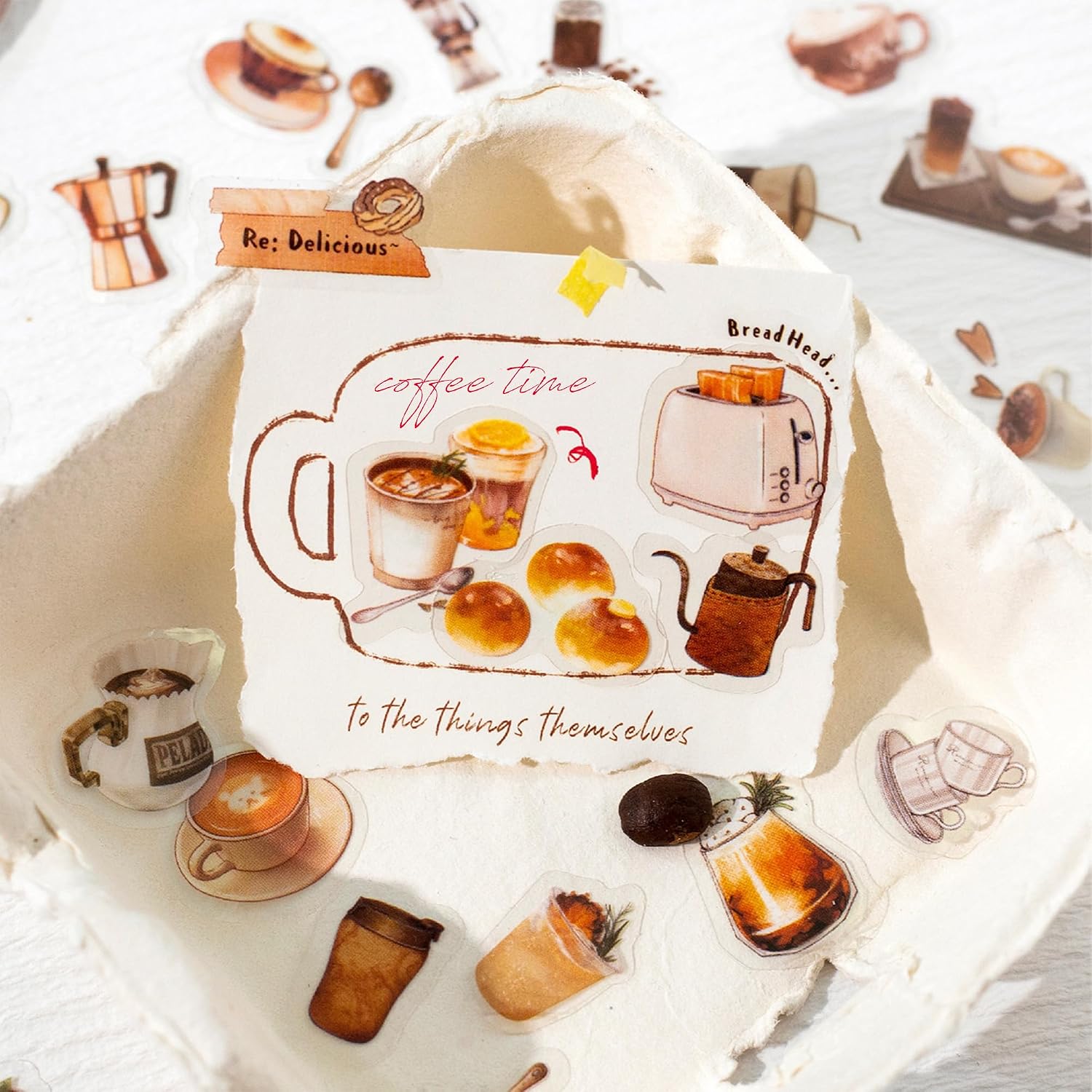 1000 Pcs Coffee Lover Stickers – 2x3cm Waterproof PET Mini Stickers for Journals, Planners, Scrapbooking – Barista, Espresso, Latte Art Small Vinyl Stickers in Vintage Tin Box