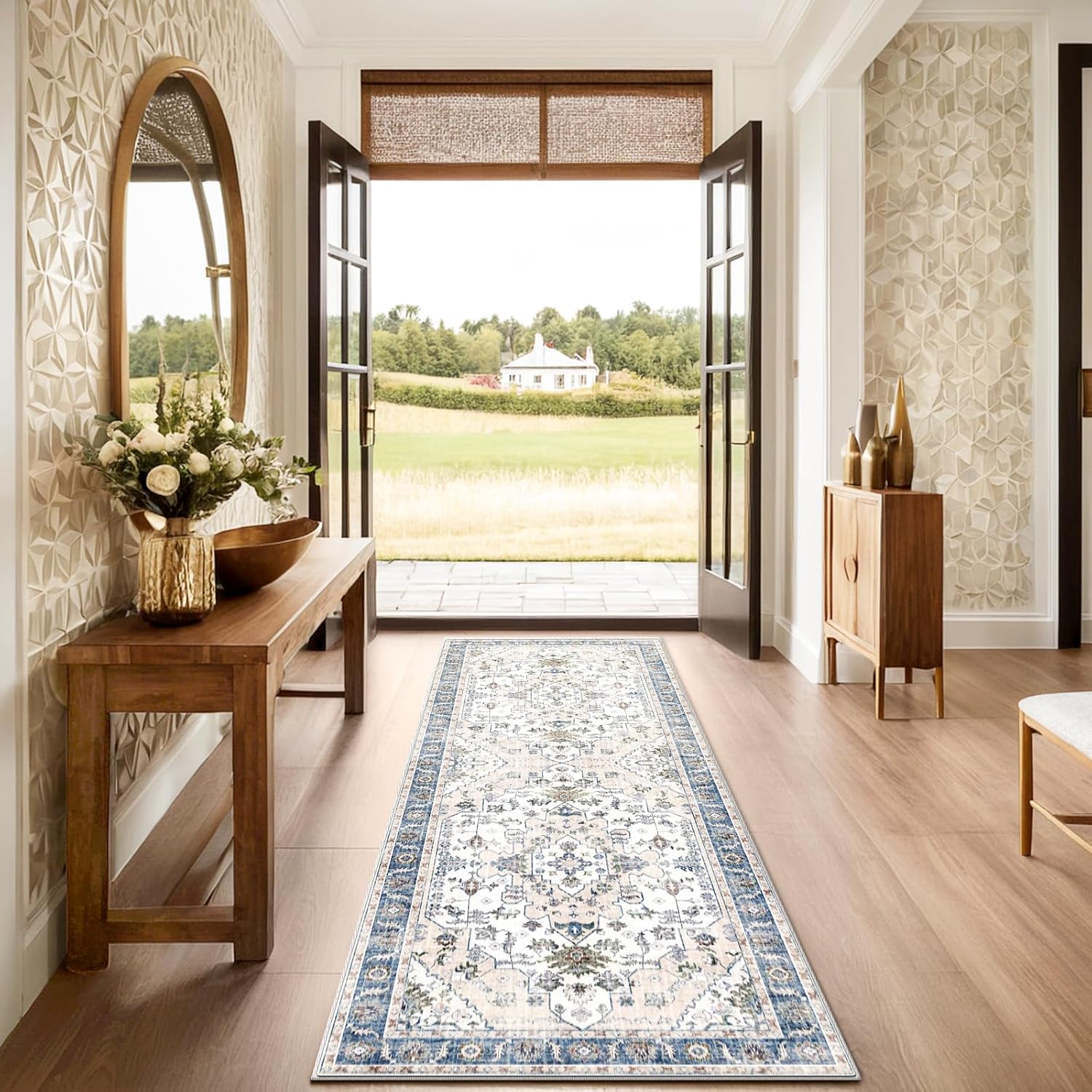 Rug Runners for Hallways Non Slip 2x6, Kitchen Rugs with Rubber Backing, Washable Vintage, Boho Area Rug for Living Room, Low Pile Distressed Rugs Carpet Runners for Bedroom, Entryway, Laundry