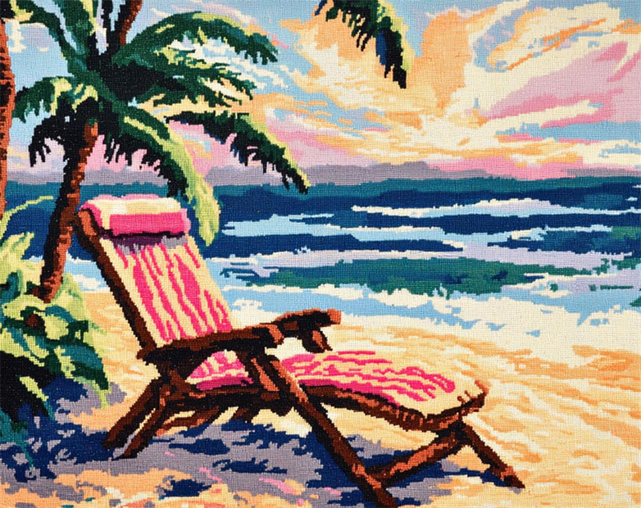 Axiangzik F Diy Embroidery Kits Coconut Trees On The Beach 11Ct 40X50cm