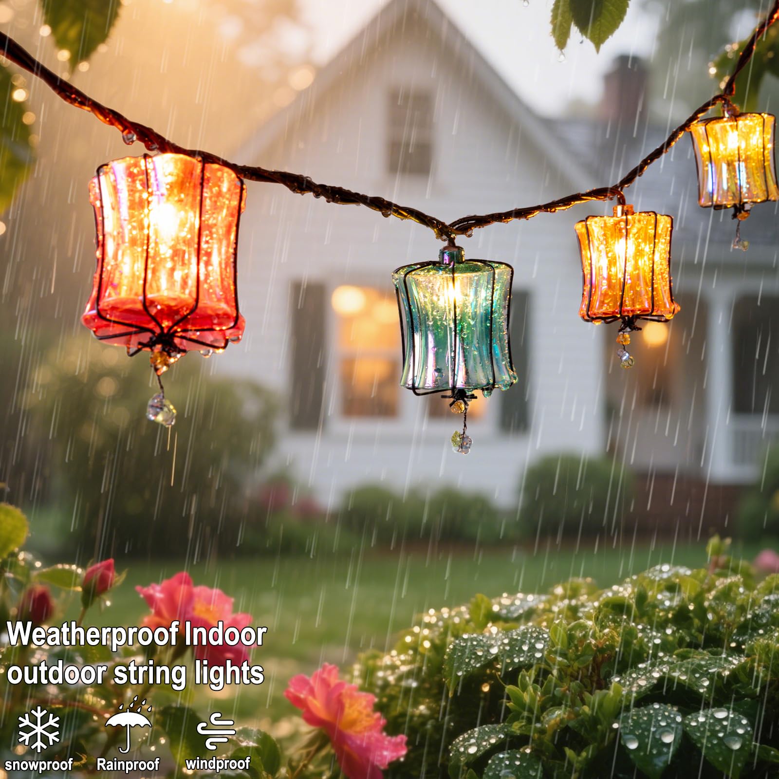 TWINKVILLA Outdoor String Lights Plug in with 10 Incandescent