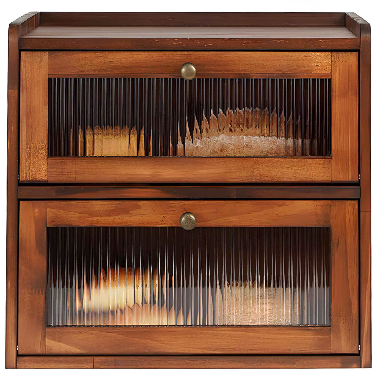 Portapane in Legno,Contenitore per Pane a Doppio Strato per Conservazione di Alimenti di Grande Capacità da Cucina e Panetteria,Cassetta per il Pane Salva Aroma in Legno,36.5*24*34cm (Marrone)