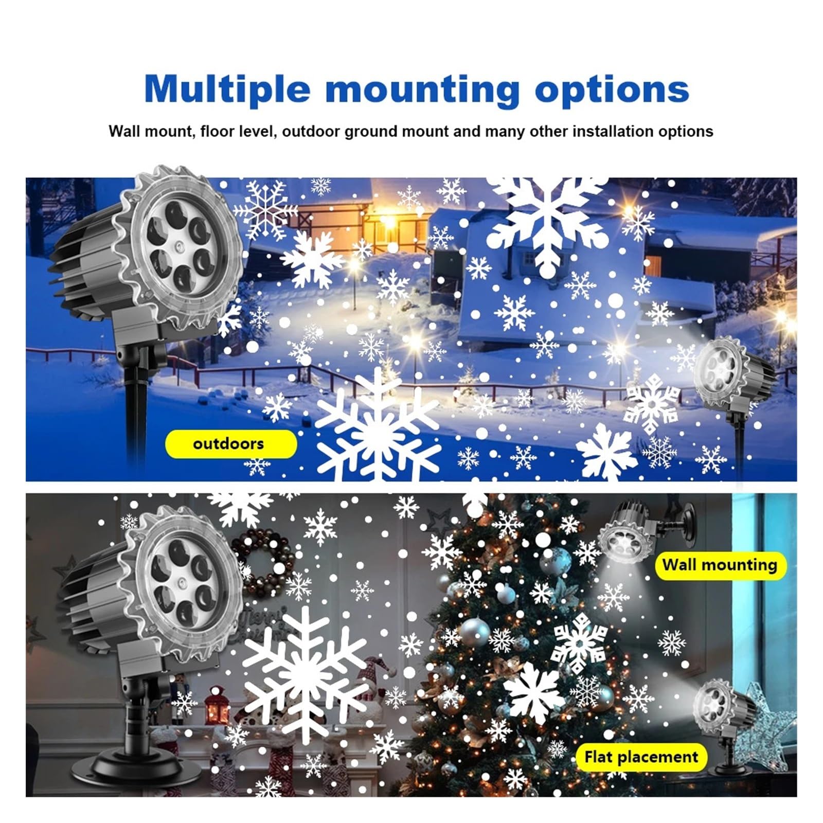 Projektor Weihnachten, 1 x Weihnachtsprojektor-Lichter for den Außenbereich, Upgrade auf 9 W LED-Schneeflocken-Projektor-Lichter, wasserdichte Weihnachtsdekorationsbeleuchtung