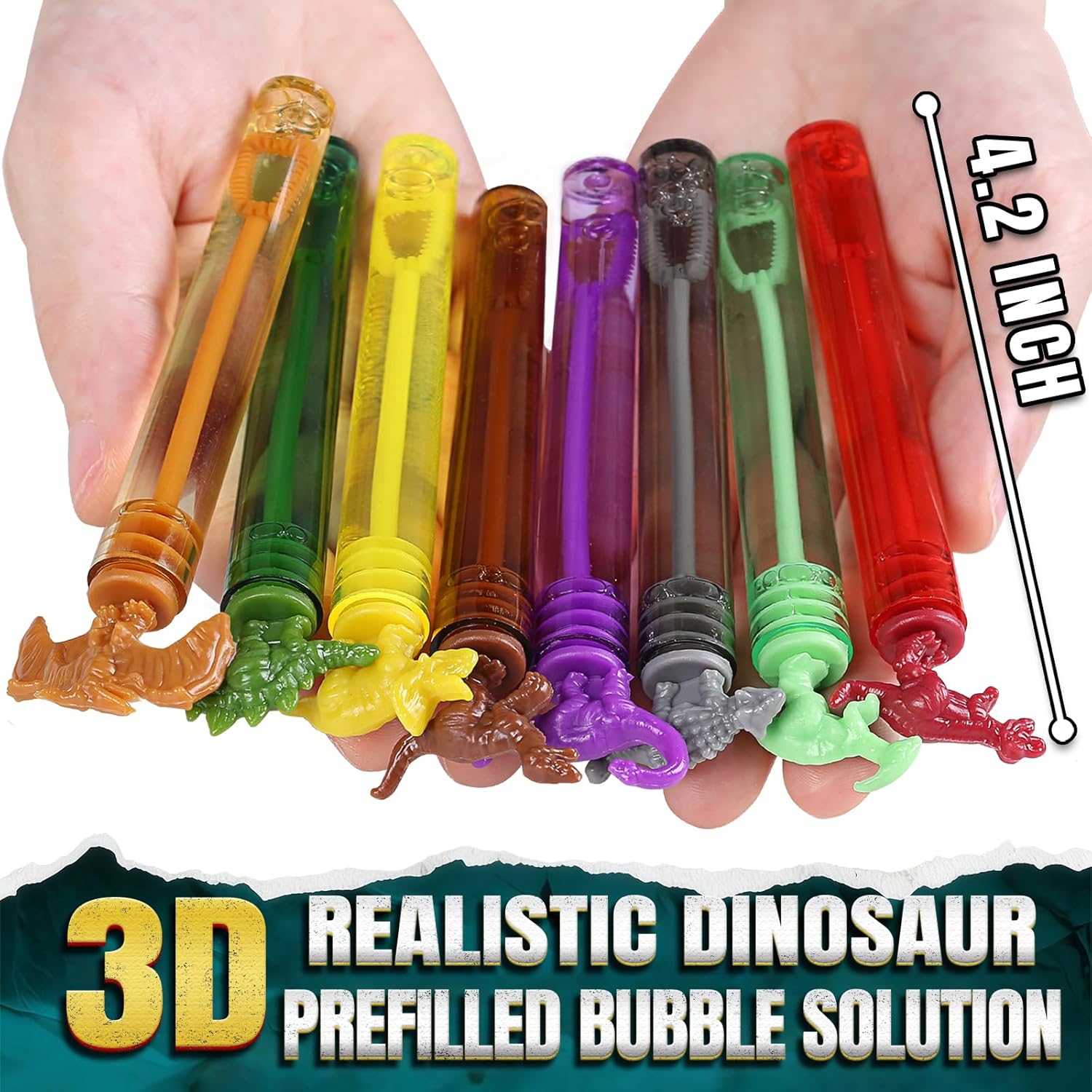 Bulk Dinosaur Bubble Wands for Kids, 200 Pack Mini Bubble, Dino Birthday Party Favors Decoration, Pinata Fillers, Goody Bag Stuffers, Classroom Treasure Box Prizes, Toddler Outdoor Gifts Toys