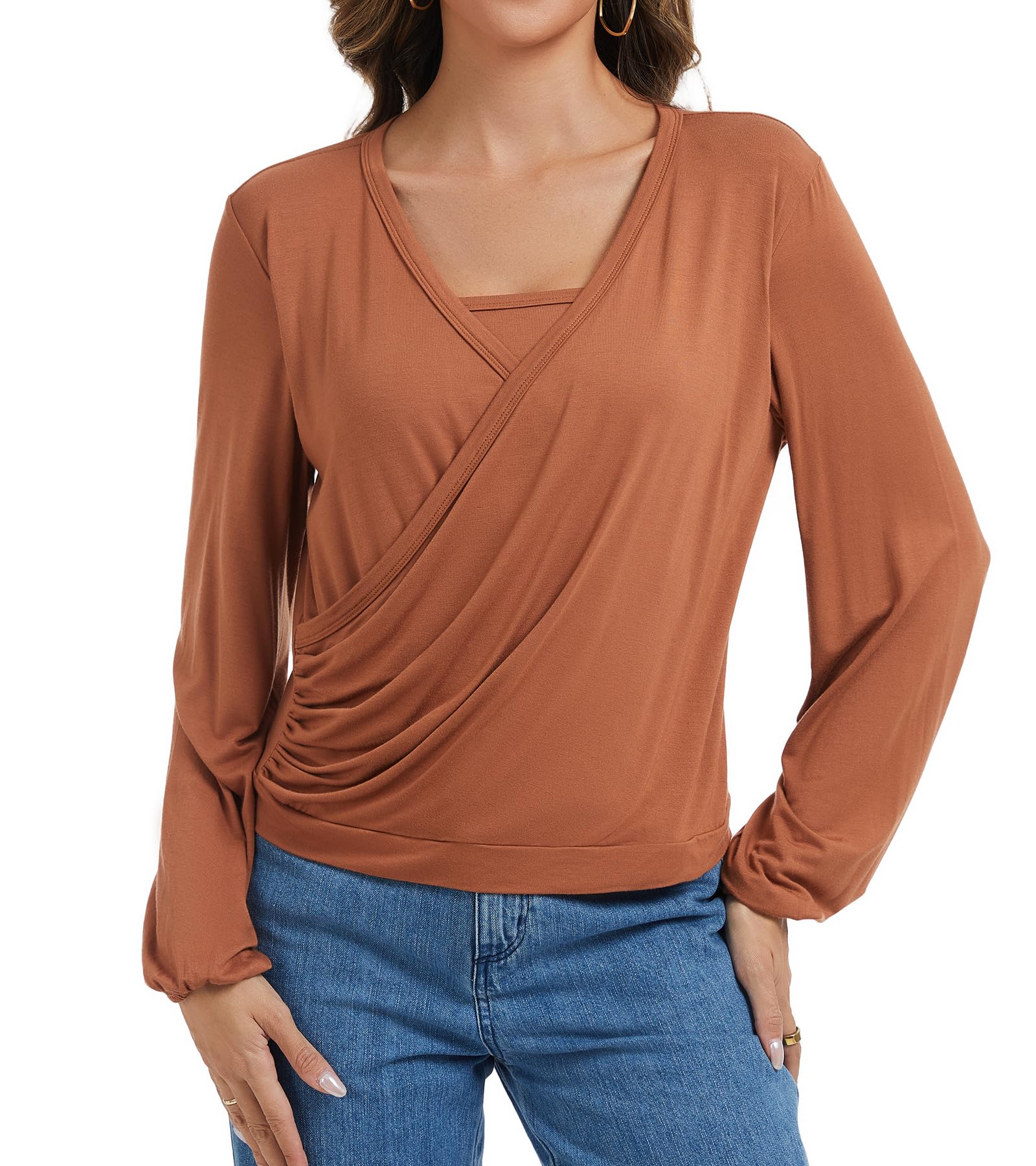 Sosolism Hauts d’Allaitement pour Femmes Taille Drapée Chemise d’Allaitement