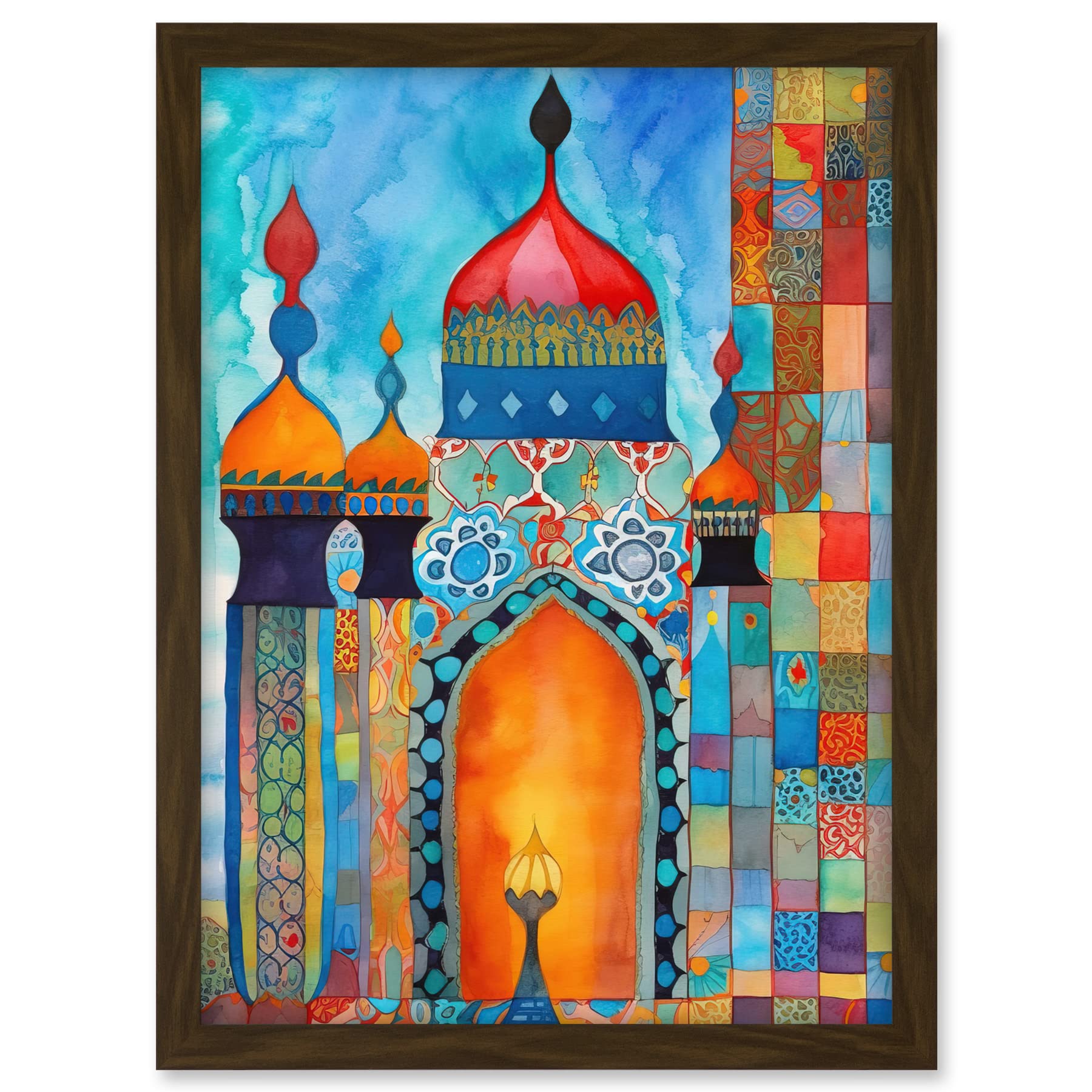 Artery8 Abstract Islamic Mosque Entrance Prayer Folk Art Artwork Framed A3 Wall Art Print