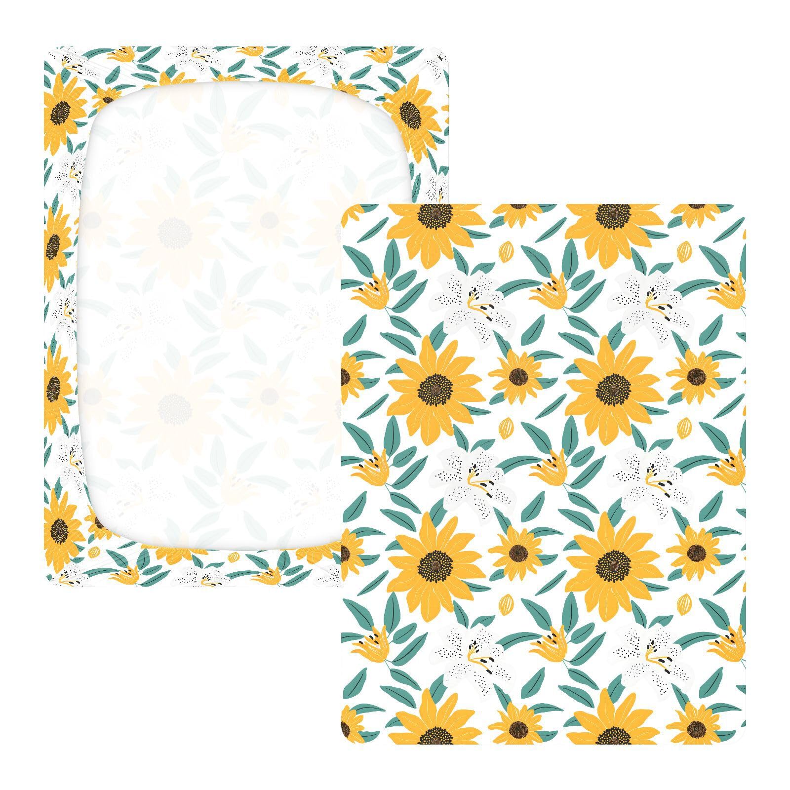 Babybettlaken für Jungen und Mädchen, weich, für Kleinkinder, Standardmatratze, 71 x 132 cm, Sonnenblumen- und Lilienmuster
