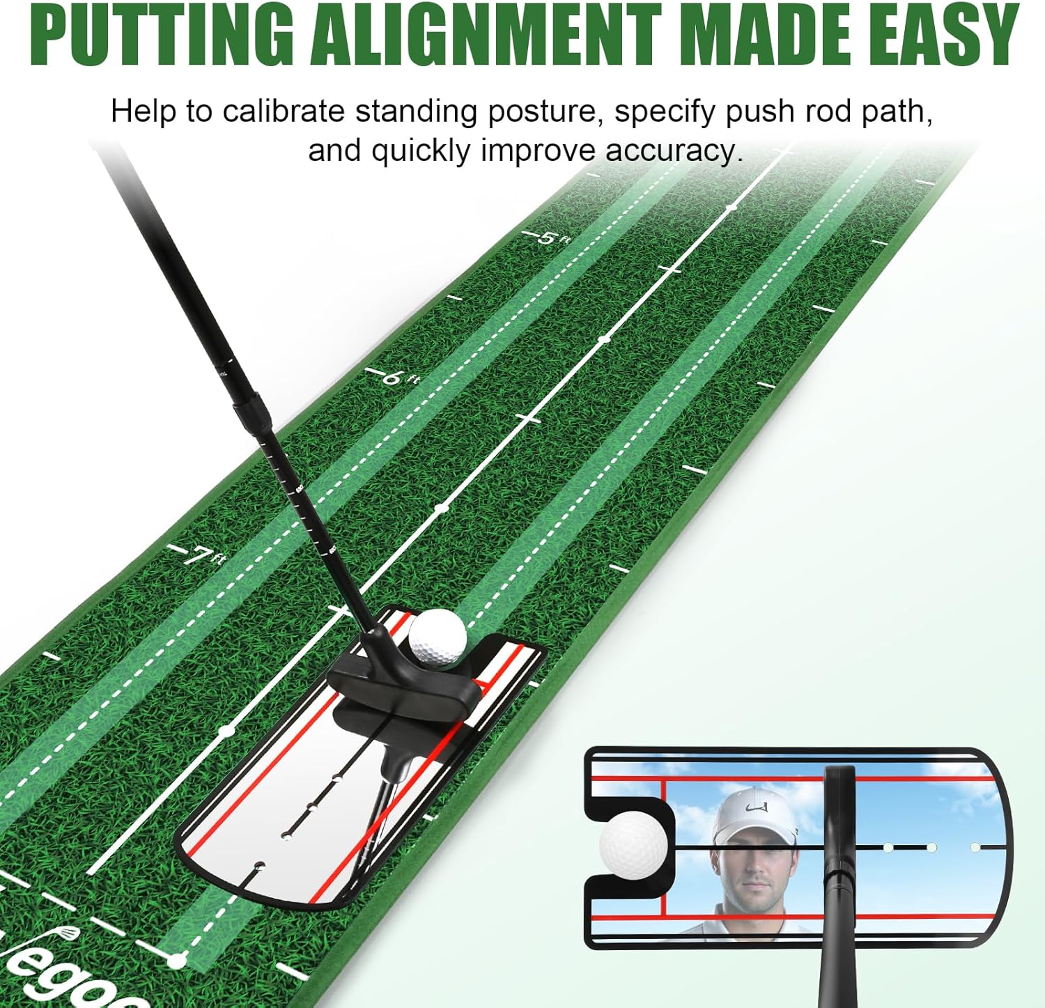 Golf Putting Green Indoor Putting Mat with Auto Ball Return, Solid Wood Base and Crystal Velvet Mat, Ideal for Home, Office, Golf Practice, and Outdoor Use (No Batteries Included) - Image 3