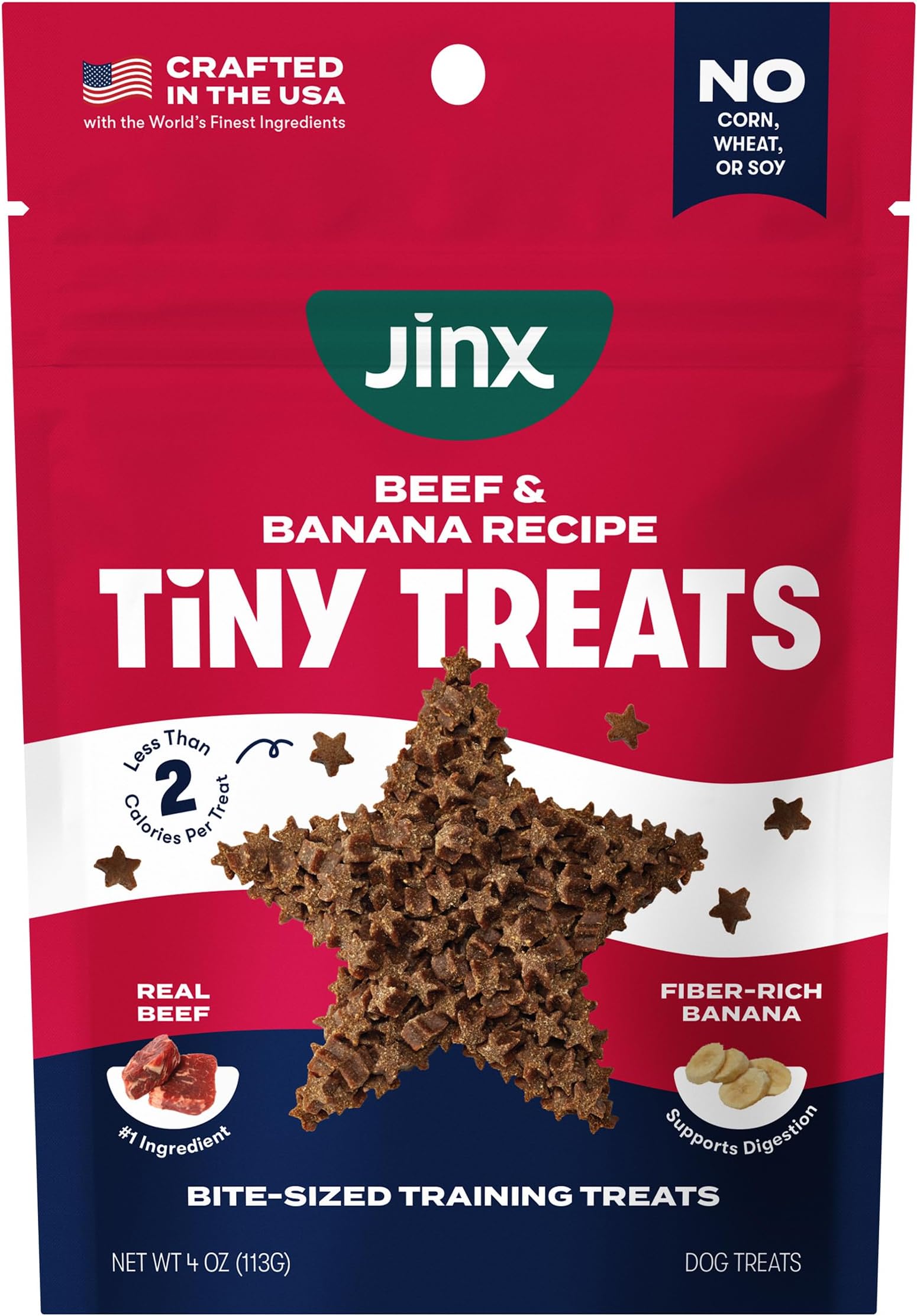 Beef & Banana Training Treats for Dogs and Puppies, Low-Calorie, All Natural, Slow-Smoked Real Beef, No Fillers 4oz