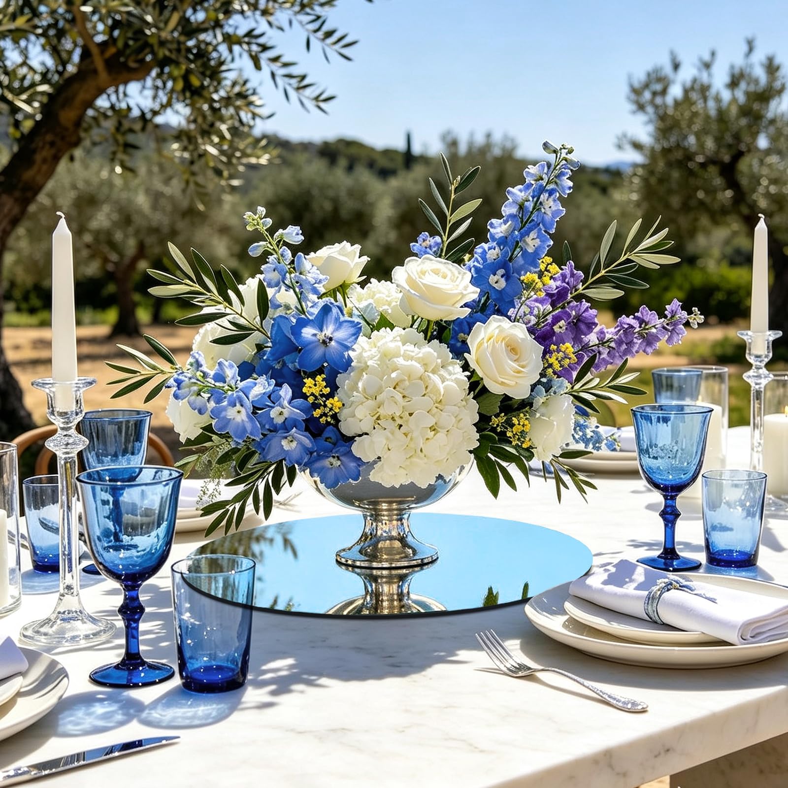 Confezione da 10 centrotavola rotondi a specchio per decorazioni da tavolo, 30,5 cm, in acrilico, per candele, decorazione da parete