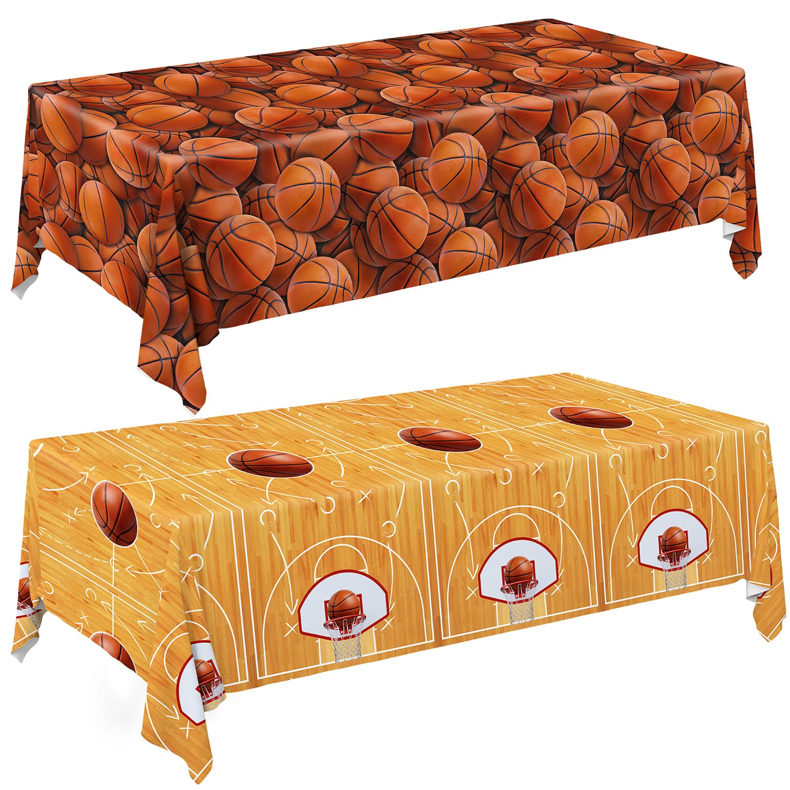 Basketball Party Supplies Set: Basketball Party Decorations & Party Favors, Includes 2-Pack Basketball -Themed Tablecloths for Kids 1st Birthday, Basketball Disposable Table Covers 54 x 108 Inch