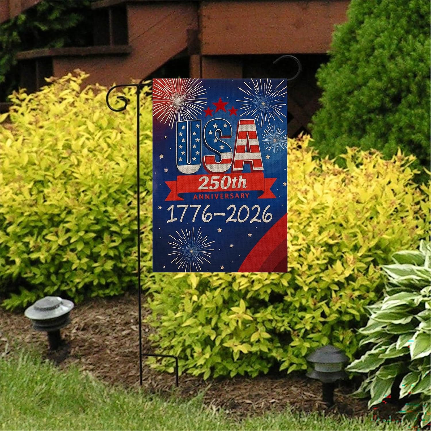 250 Years USA Garden Flag, America 250th Anniversary Banner with Fireworks Design, 1776-2026 Patriotic 4th of July Yard Sign Double-Sided Waterproof Flag 12x18 Inch - Image 7