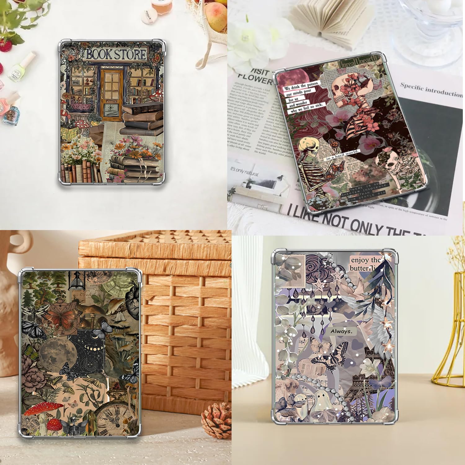 6 inserti in cartoncino per e-reader e 2 ciondoli antipolvere, 1 set di ciondoli per catena, 17,3 x 12,2 cm, accessori per carta bianca dall'11° al 12°, regalo per gli amanti dei libri