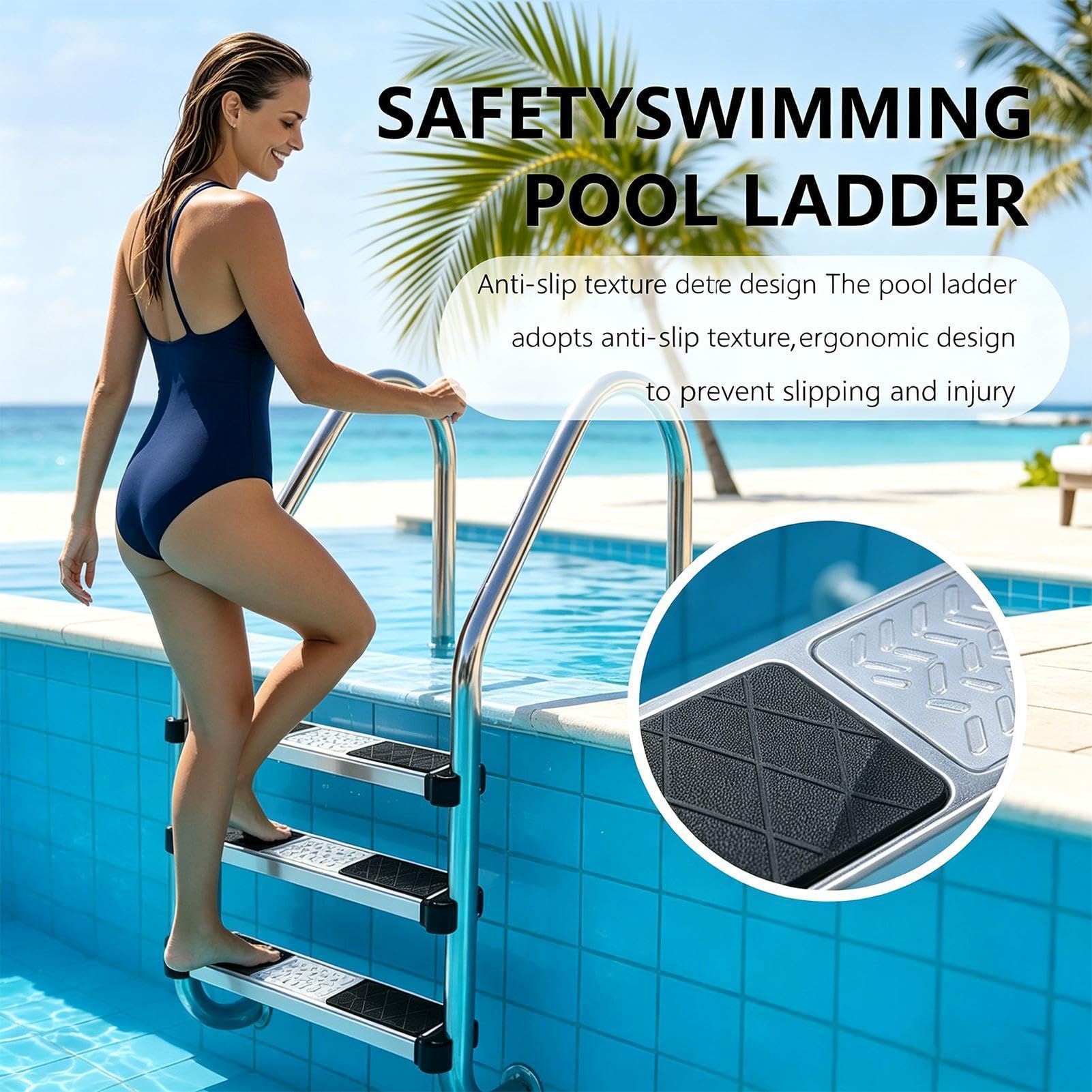 Marches de rechange pour piscine | 4,8 cm - Antidérapantes - Grande capacité de charge - Échelons d'échelle de piscine pour villa, arrière-cour, hôtel, station balnéaire, spa, salle de sport, centre