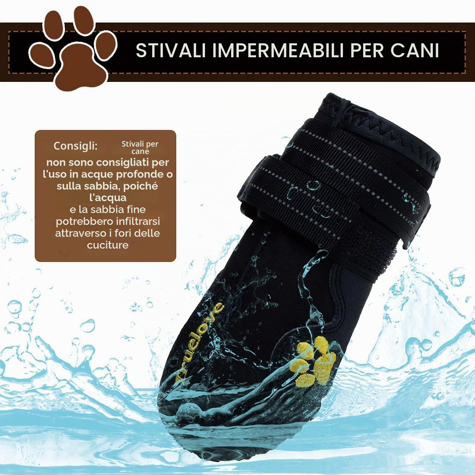 EXPAWLORER Scarpe antiscivolo per cani, impermeabili e antimacchia, con cinghie riflettenti per attività all'aperto, protezioni per zampe ferite, clima caldo o giornate di neve