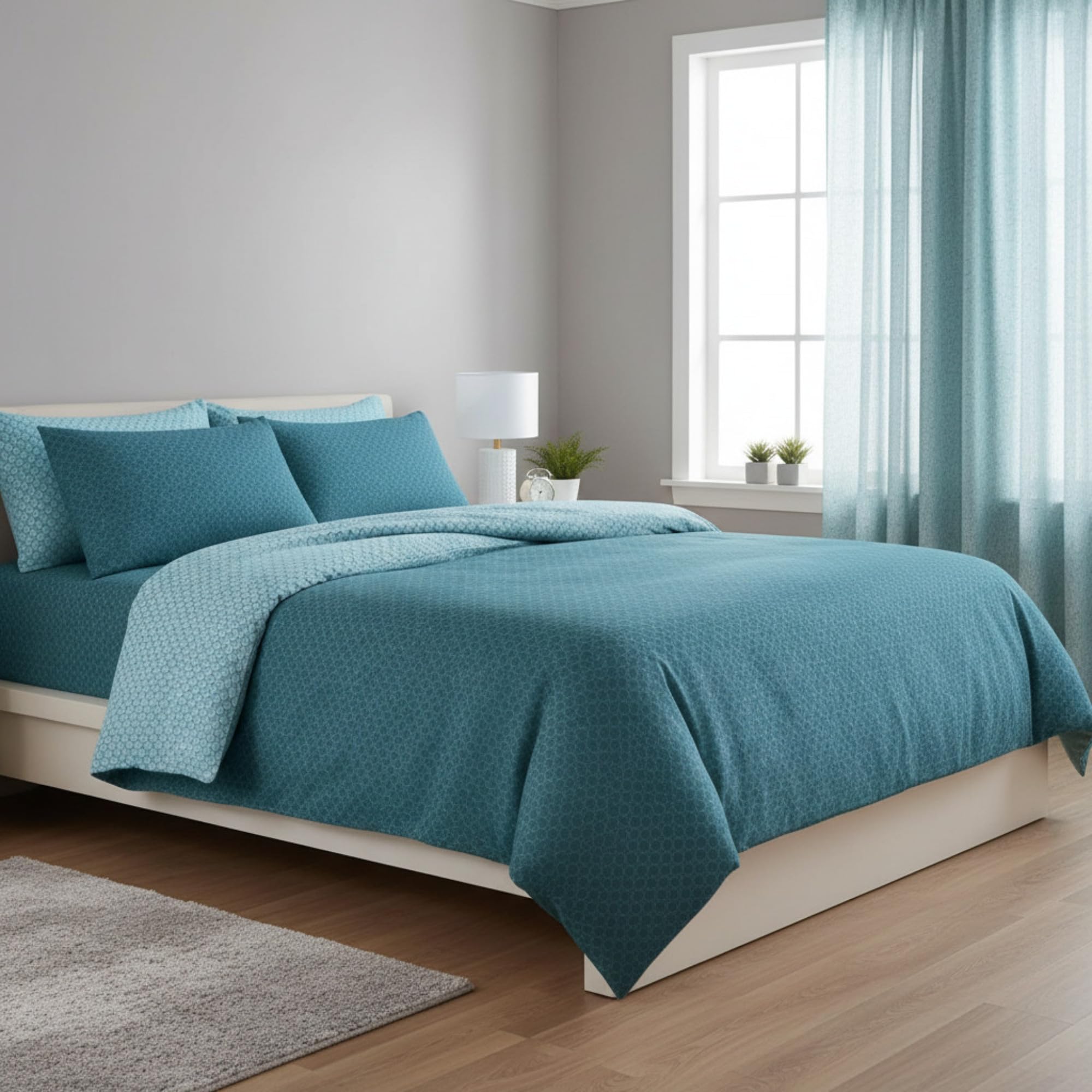 L'Emporio Casa Parure Copripiumino di Cotone Setato 100% Effetto Percalle Matrimoniale 250X200+40 cm Made Italy (Vity)