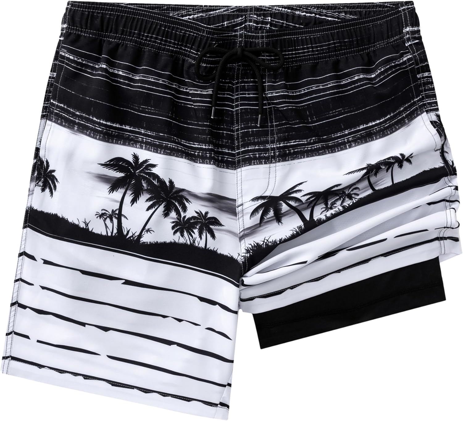 Aueyan Mens Swim Trunks with Compression Liner 7 inch Quick Dry Beach Board Shorts