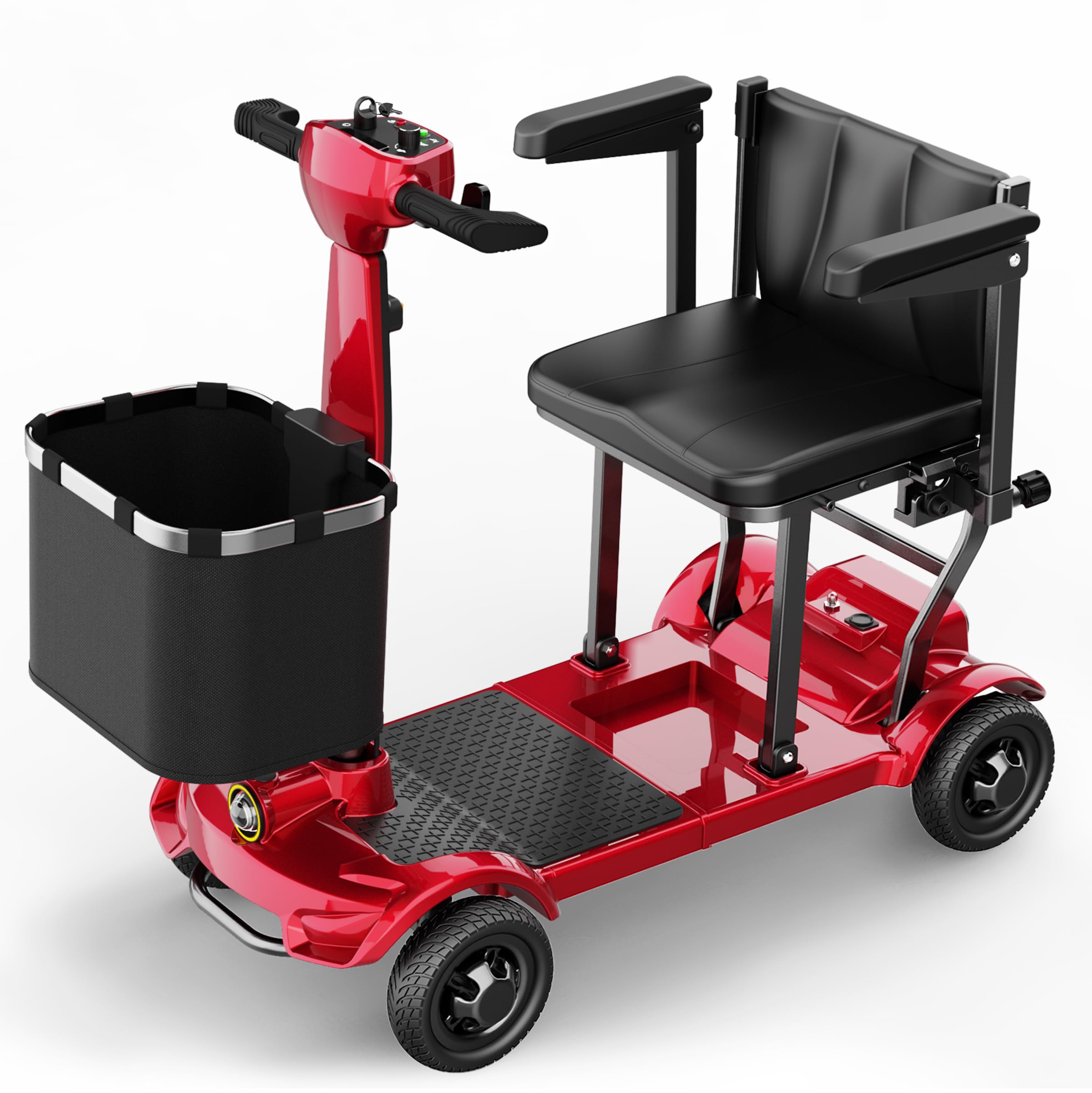 X-17 Plegable Mobility Scooter Discapacitados Personas mayores 4 Ruedas Bolsas Delanteras y Traseras, Autonomía 30km, Capacidad de Subir, Carga Máx 130kg,Asiento Ergonómico Cómodo