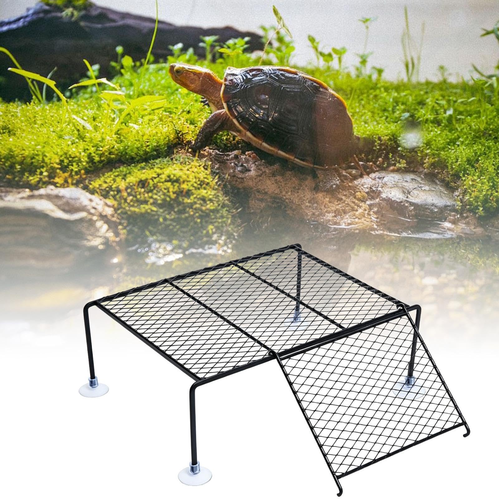 Plataforma De Descanso Para Tortugas Terrestres Y Acuáticas, Base Flotante Con Rampa De Escalada, Soporte Antideslizante Resistente, Terrario Acuario Reptiles Tortugas De Agua Y Terrestres Hogar Masco