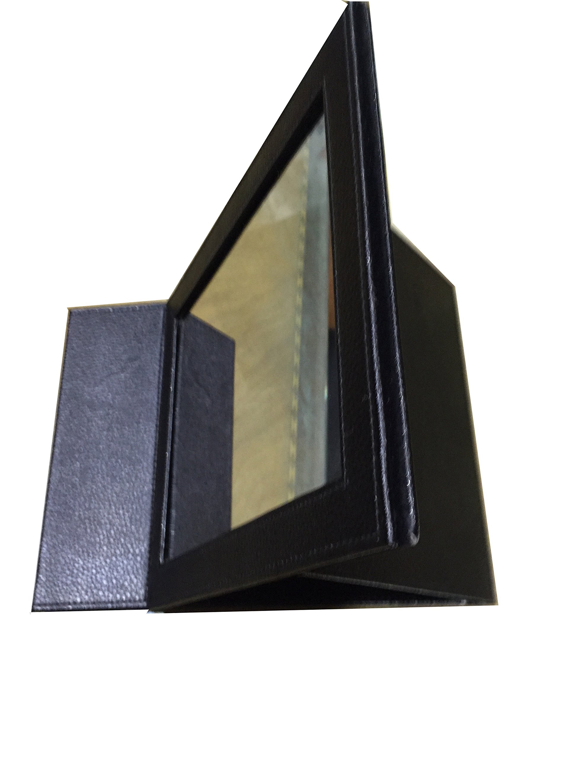 oscar 10 x 8 PU Leather Case Tabletop Vanity Makeup Mirror Portable Folding Mirrors with Standing Large (black)-picture-16