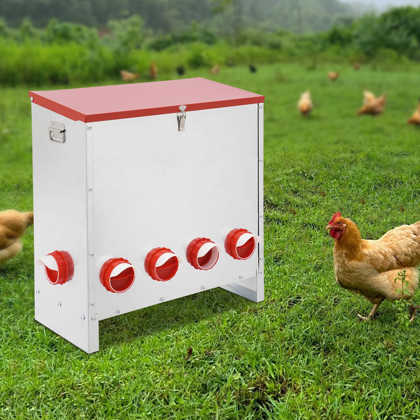 Futterautomat für Hühner 30 kg mit 10 Futterstellen Nagetiergeschützt