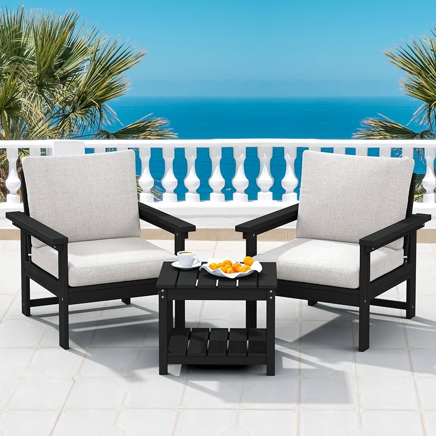 Amazon.com: SERWALL HDPE Patio Sofa Set, 3-Piece Sectional Outdoor
