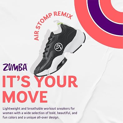 ZUMBA Womens Air Stomp Classic Athletic Shoes, Low-Top Dance Sneakers for Women