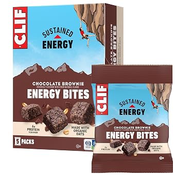 CLIF BAR Energy Bites - Chocolate Brownie - Made with Organic Oats - 6g Plant Based Protein - Non-GMO 5 Packs
