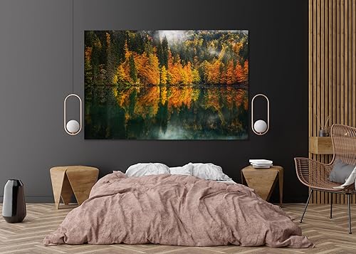 Miniatura 2 de Lienzo decorativo para pared, diseño de paisaje de pequeño a extra grande para sala de estar, impresiones de naturaleza para comedor o baño (otoño