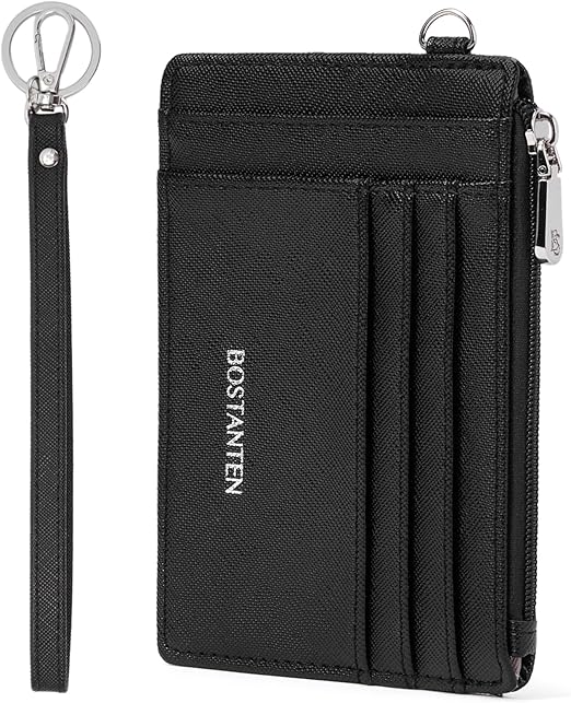 BOSTANTEN Small Wallet For Women RFID Leather Credit Card Holder Slim Wristlet Keychain Wallet With Zipper Pocket