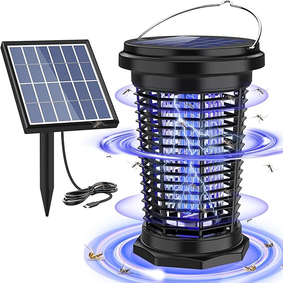 PALONE Solar Bug Zapper with 5.5W Solar Panel Charging, USB Charging Bug Zapper Light for Outdoor and Indoor