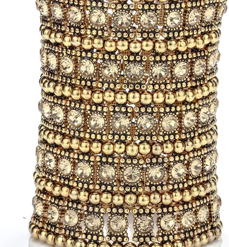 Szxc Womens Ballroom Rhinestone Stretch Cuff Bracelets Fit Wrist Circumference from 6.5" to 7.8" - Lead & Nickle Free - Image 2