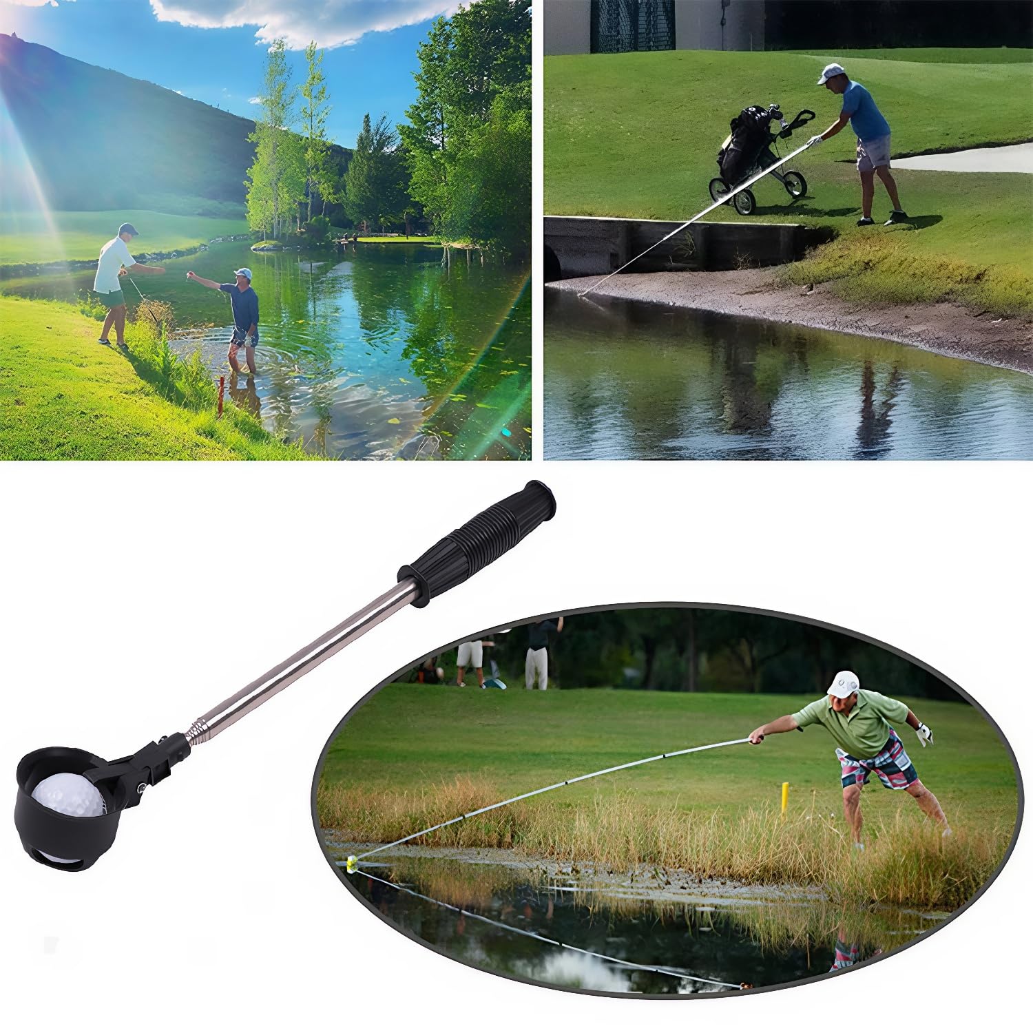 Outil de ramassage de balle de golf extensible de 45 cm à 2 m en acier inoxydable 304 Accessoire de golf essentiel TP15