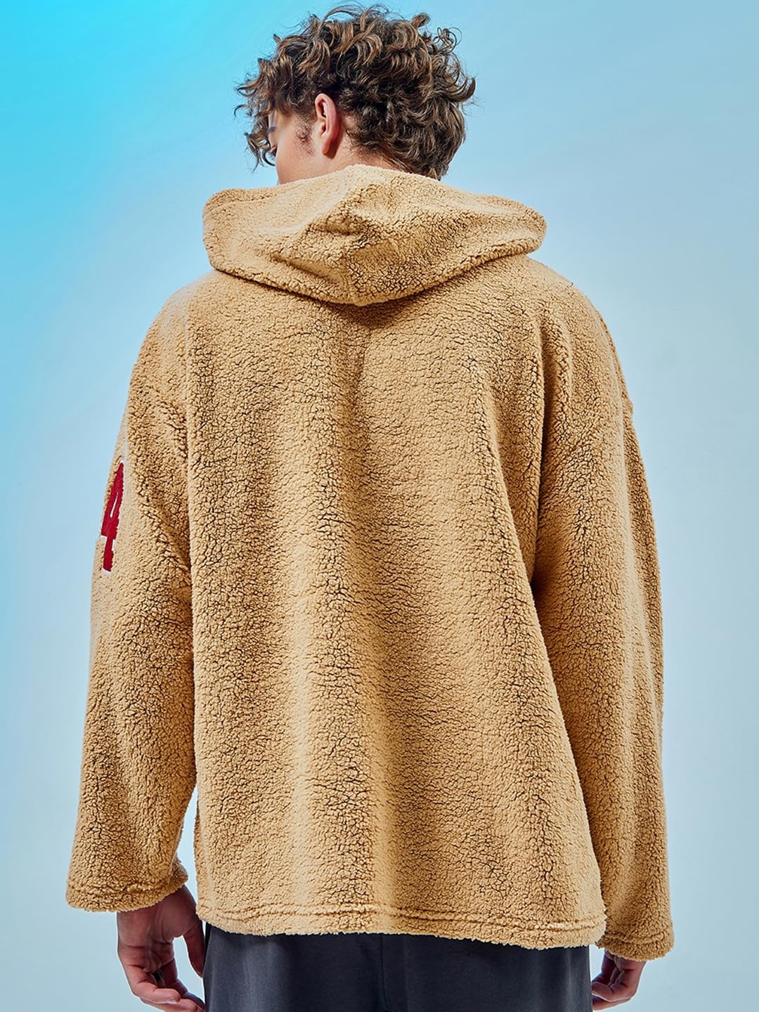 Bewakoof Męski sweter z kapturem Typografia, Oversize_596782_Brown_S