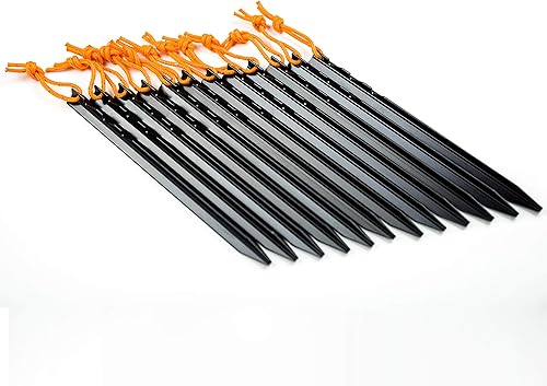 Miniatura 4 de BIFUNIE Estacas de aluminio para tienda de campaña paquete de 12 pinzas de tierra de aluminio con cuerdas reflectantes estacas de metal de triple