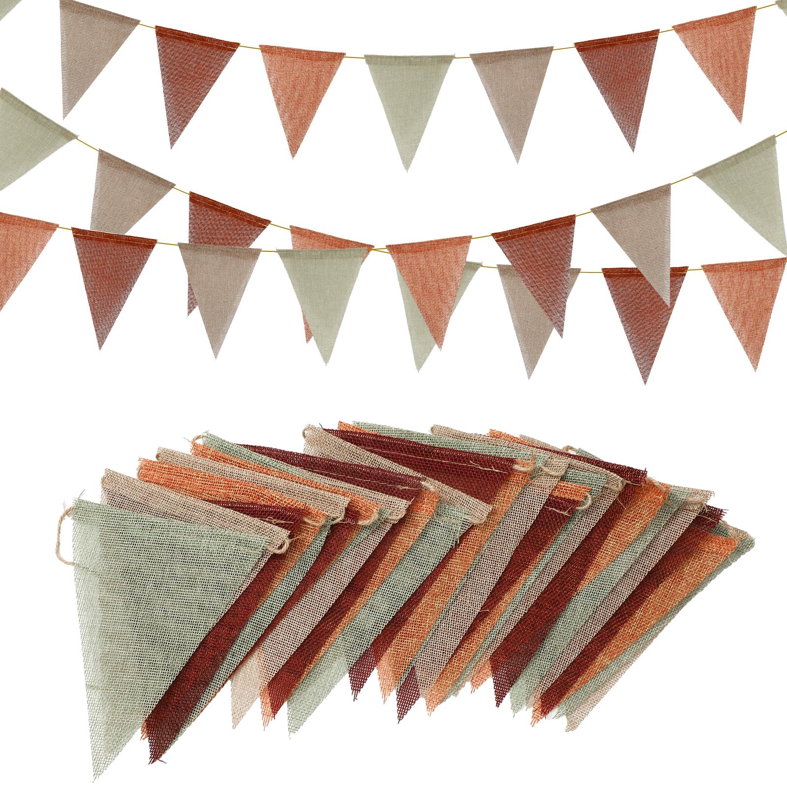 Whaline Wimpelkette aus Jute, 4 einfarbige Wimpelkette zum Aufhängen, Dekoration für Herbst, Zuhause, Partyzubehör
