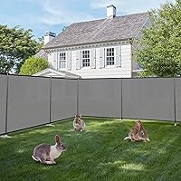 Vista 2 de E&K Panel de Valla de Privacidad para Exteriores 5'x12' Independiente para Patio Trasero Piscina Valla Temporal de Jardín para Perros con Postes