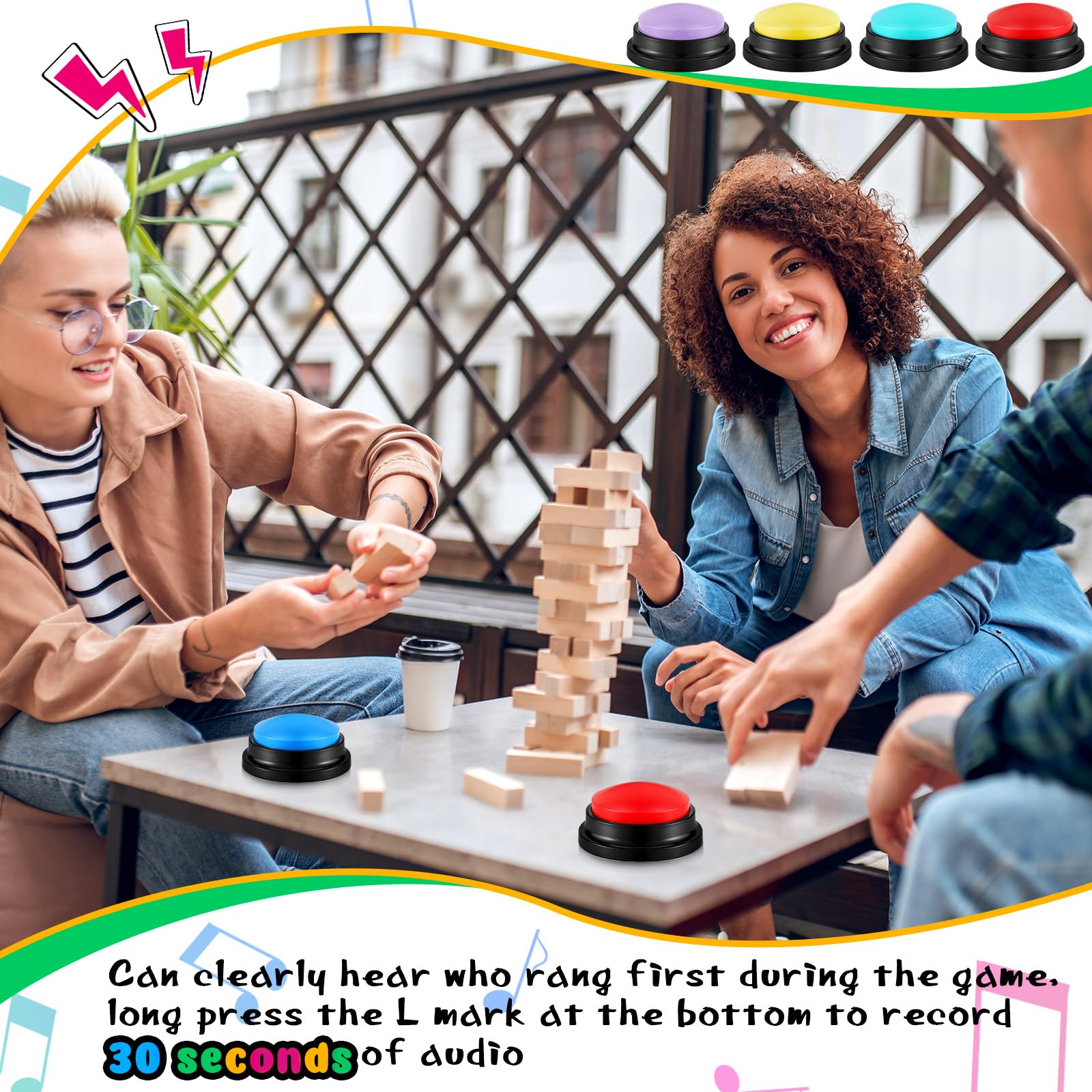 Snapklik.com : Honoson 8 Pieces Recordable Answer Buzzers Button Game ...