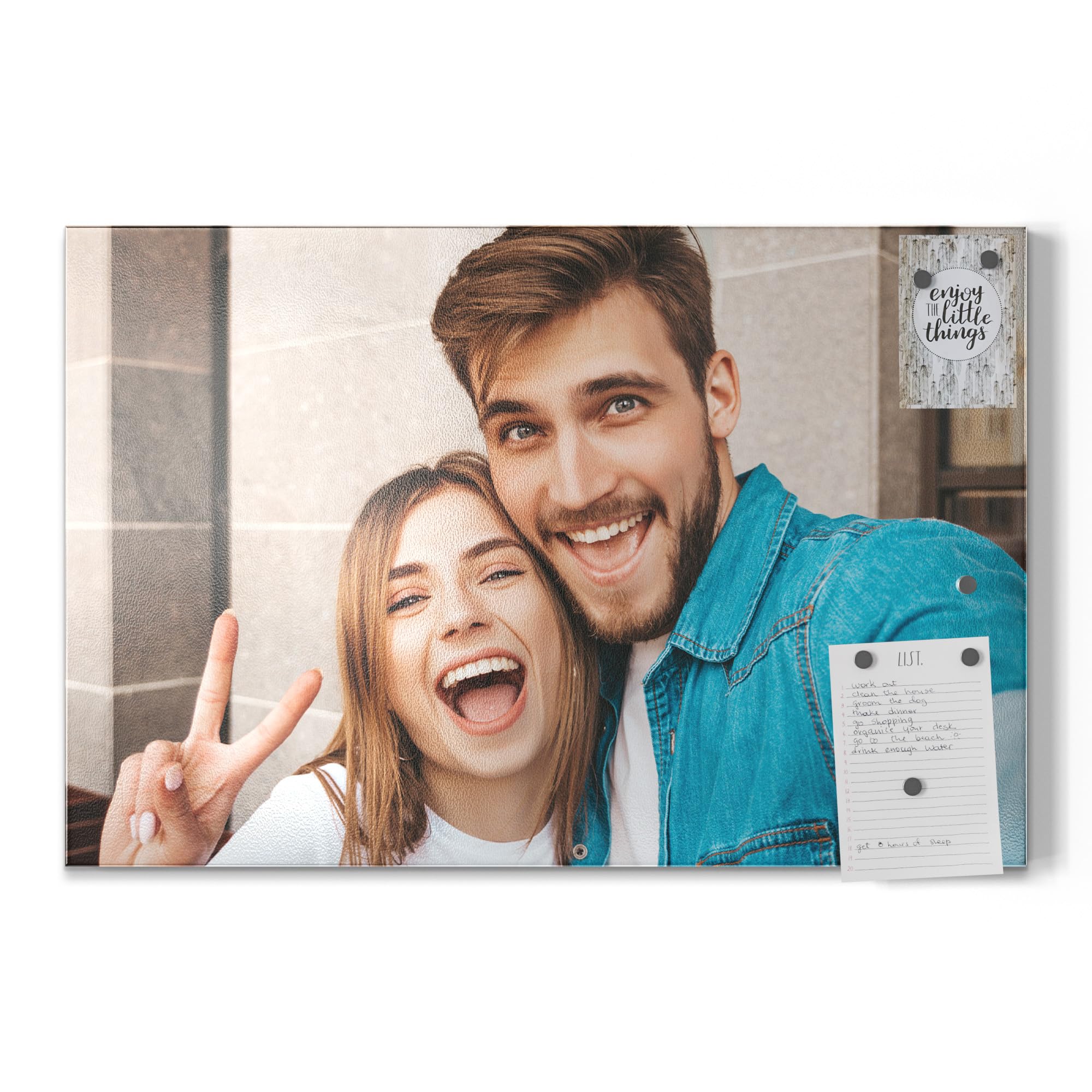 DEQORI personalisierte Metall Magnettafel | 60x40 mit Foto | eigenes Bild | Whiteboard für alle Magnete | Magnetboard Wand-Tafel für Küche & Büro | Design Magnetwand Pinnwand magnetisch