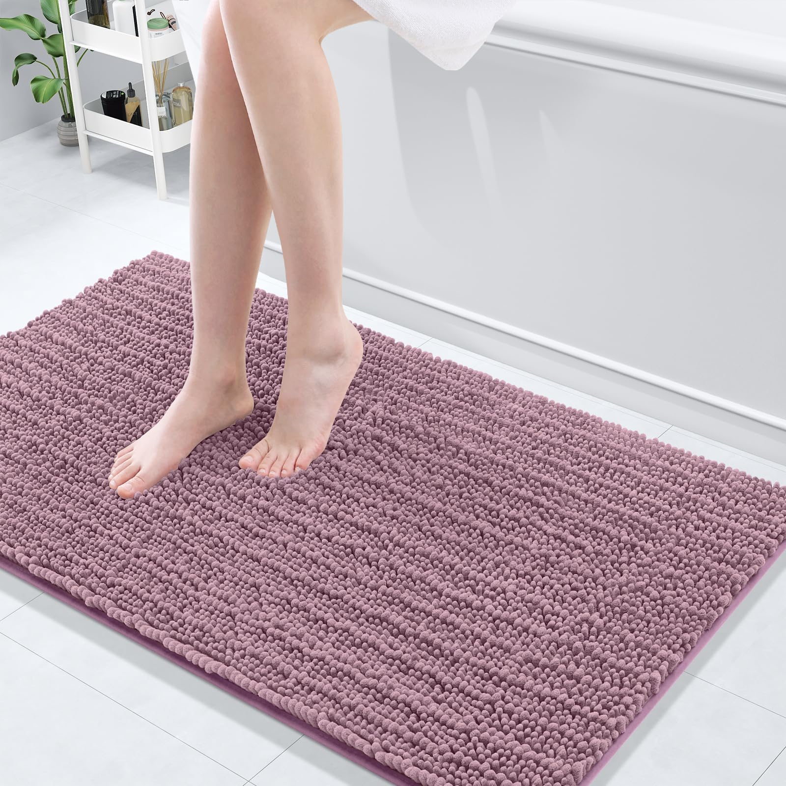 Arotive Luxury Chenille Bathroom Rug Mat, Extra Soft Thick Absorbent Shaggy Bath Rugs, Non-Slip Machine Wash Dry, Plush Bath Mats for Bathroom, Shower