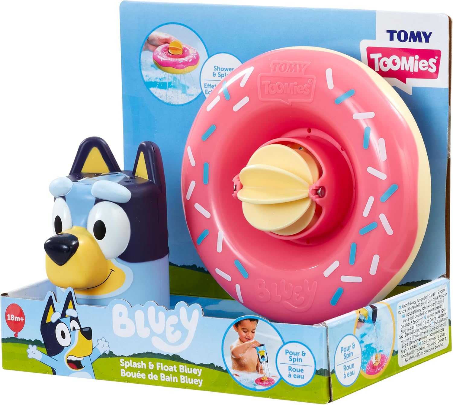 Tomy Toomies Bluey Bath Toys with Pourer and Water Wheel - Sensory Water Toys - Officially Licensed - 18+ Months
