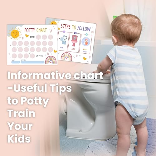 Miniatura 6 de Tabla de calcomanías de entrenamiento para ir al baño de Sun Rainbow, 20 tablas de orinal con 432 calcomanías redondas y 1 hoja de instrucciones,
